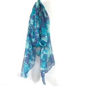 ANNE KLEIN Oblong BLUE Floral Abstract SCARF